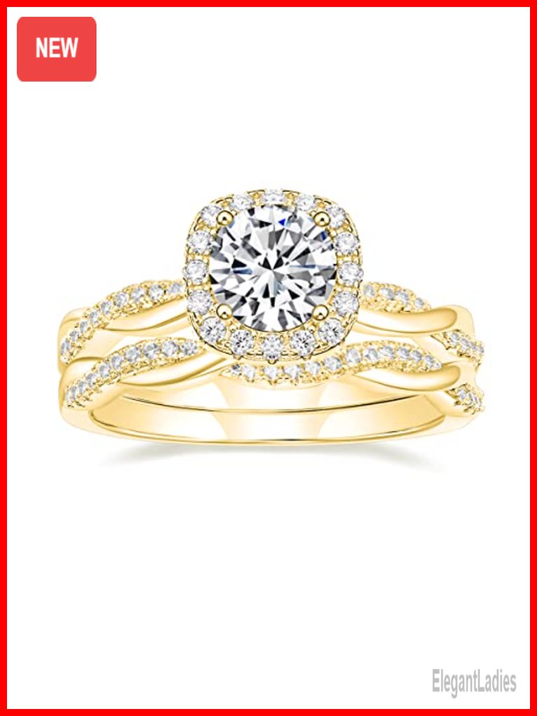 1.2ct Cz Wedding Band Bridal Ring Set Halo Pave Twist